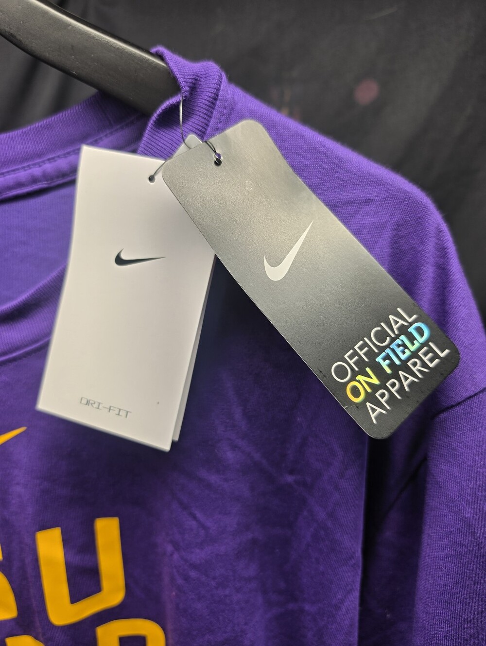 NWT Nike LSU Tigers Dri-FIT Long Sleeve Shirt Men's XXL 2XL Purple Gold - Picture 2 of 4